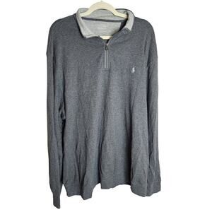 Polo Ralph Lauren Mens quarter zip pullover sz XXL gray soft stretch preppy